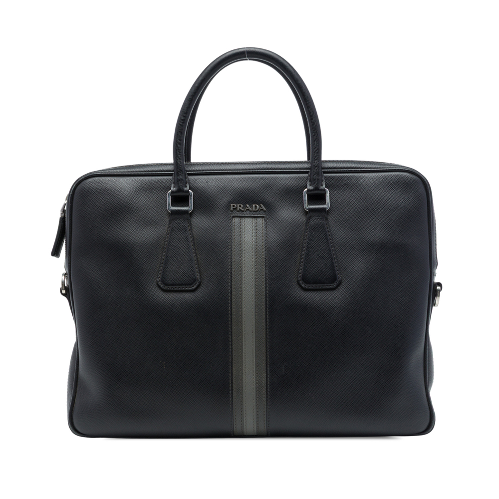 Pre-Loved Prada Saffiano Striped Business Bag